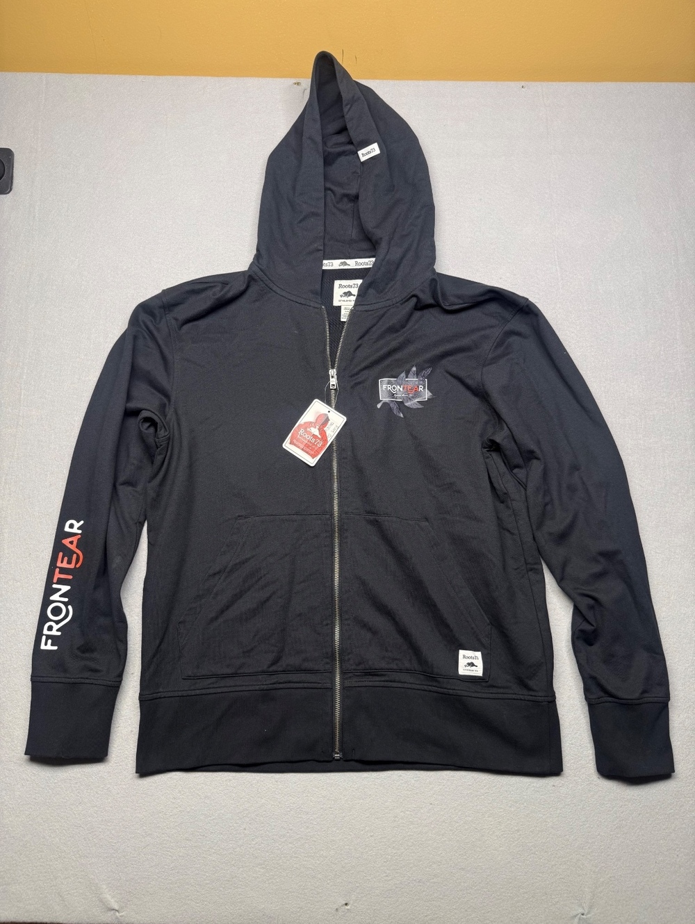 Roots73 Fronttear Hoodie Men's L Black Casual Zip-Up